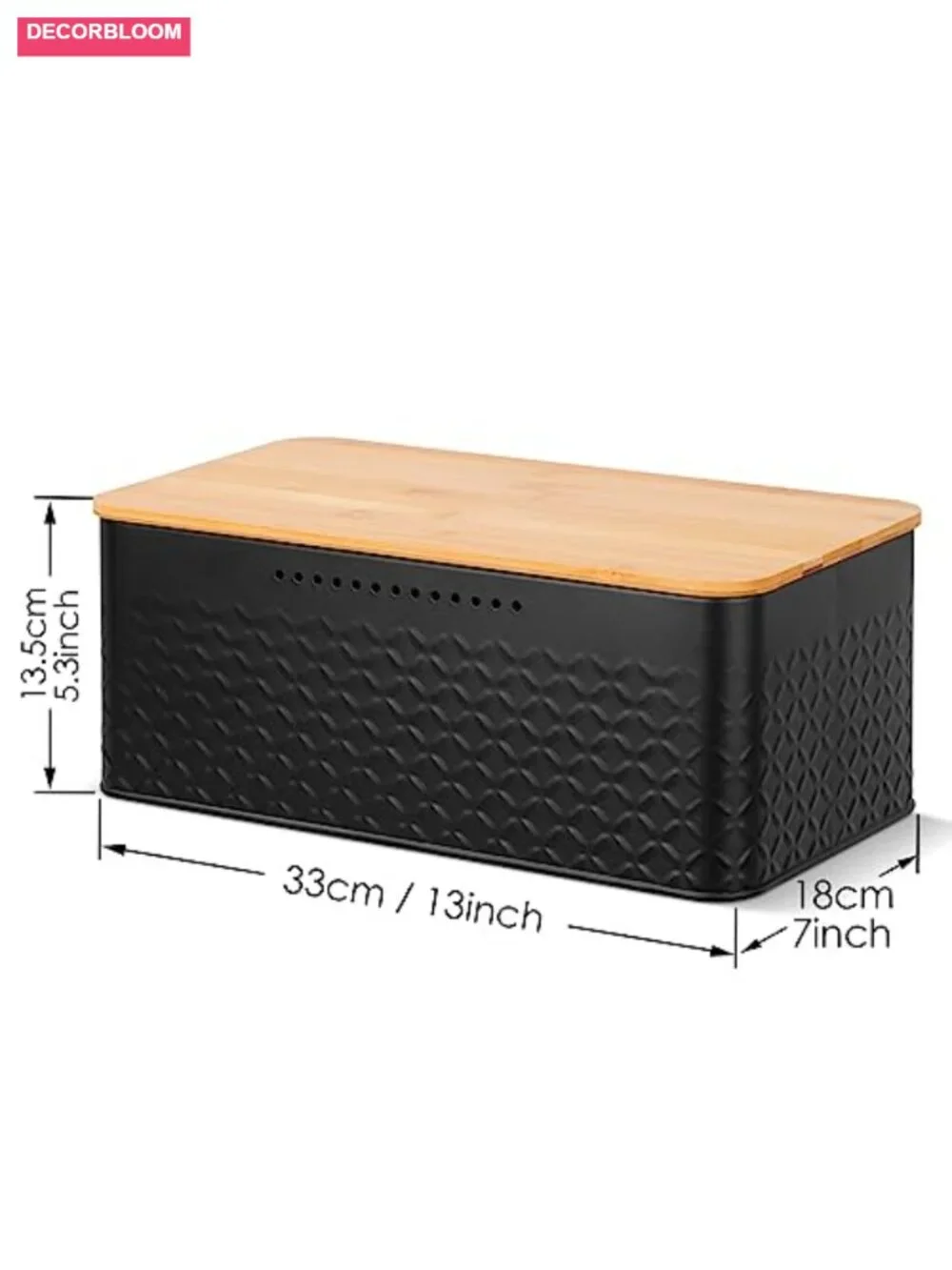 Metal Bread Box with Bamboo Lid Cutting Board Stainless Steel Kitchen Storage